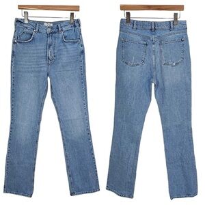 Free People Light Wash High Rise Cotton Straight Relaxed Leg Denim Jeans Size 27